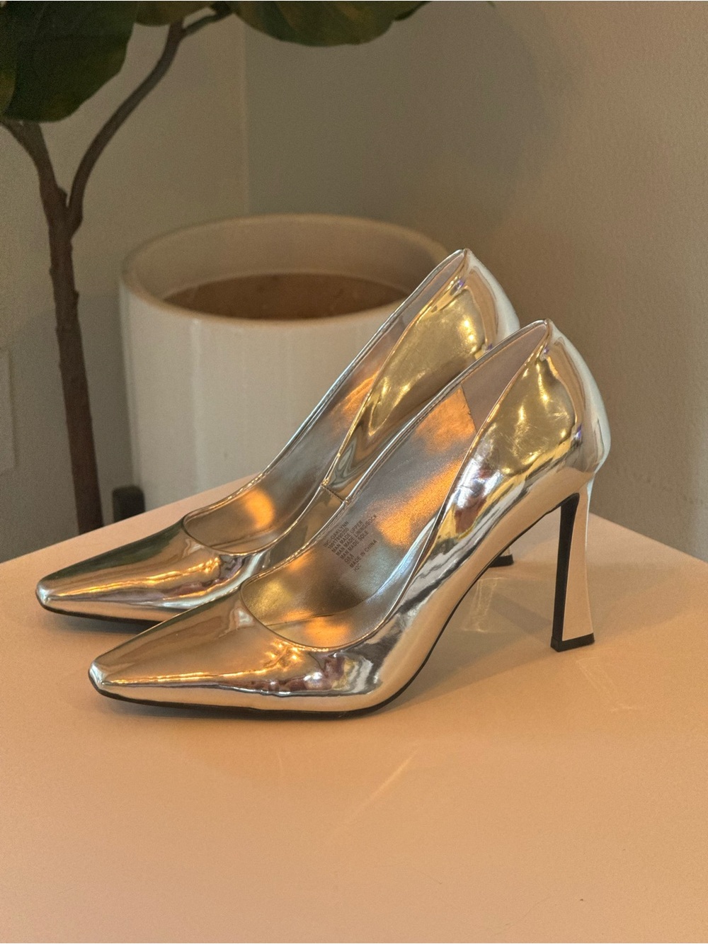 INC International Concepts Metallic Silver Pointed-Toe High Heels